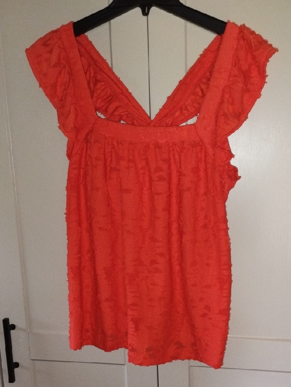 LC Lauren Conrad Orange Ruffled Sleeveless Top